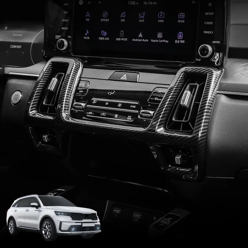 Dành Cho Kia Sorento MQ4 2021-2026 Sợi Carbon Viền Bảng Điều Khiển Trung Tâm, AC, Thông Hơi, LHD