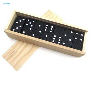 AMAR Black Domino Toy Adults Domino Game 28 chiếc Black Double 6 Dominoes Set kèm hộp lưu trữ bằng gỗ – Trò chơi bảng cổ điển di động dành cho trẻ em Người lớn Tiệc du lịch ban đêm gia đình