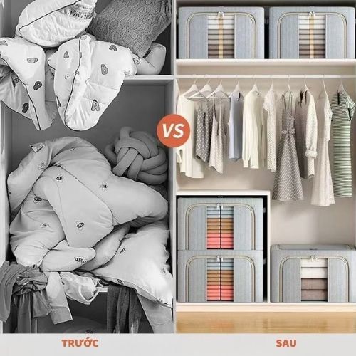 Hộp Vải Khung Thép Đựng Quần Áo ENODA HOME Gấp Gọn Đa Năng, Hộp Đựng Đồ Vải Oxford Dung Tích Lớn HV027