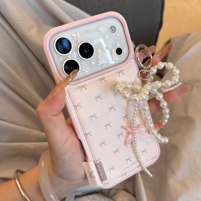 Mặt dây chuyền nơ ngọc trai Thích hợp cho vỏ điện thoại Apple iPhone17promax 15 nữ 16 nơ 14 hợp thời trang