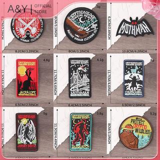 A & Y Cryptozoology - Huy hiệu thêu sắt hình quái vật Mothman ngoài hành tinh cho áo khoác nam