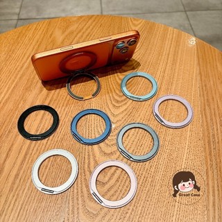 Hợp kim nhôm siêu mỏng Xoay 360 Giá đỡ điện thoại Giá đỡ di động Giá đỡ vòng dính đa năng Giá đỡ gấp màu cam đơn giản