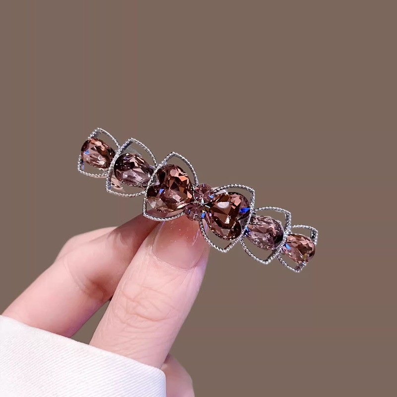 Kẹp tóc cao cấp phiên bản Hàn Quốc với pha lê nơ xoắn - Thích hợp để kẹp tóc mái và đầu lưng