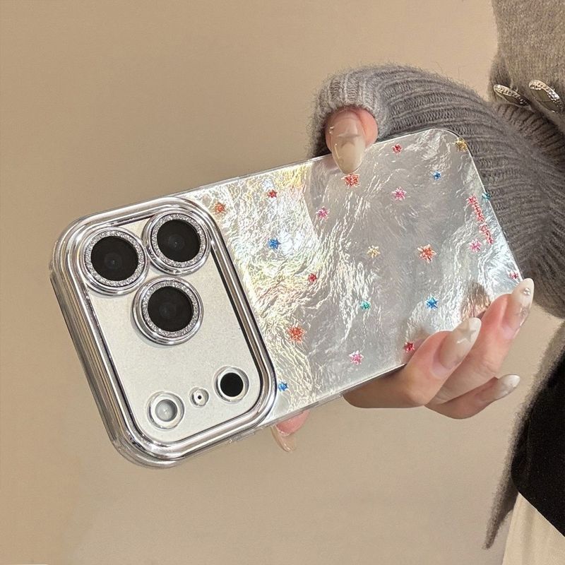 Ốp Điện Thoại Toàn Màn Hình Ngôi Sao Lấp Lánh Thích Hợp Cho Apple 17promax Ống Kính Phim iPhone16 Chống Sốc 13 Ánh Sáng Sang Trọng 15