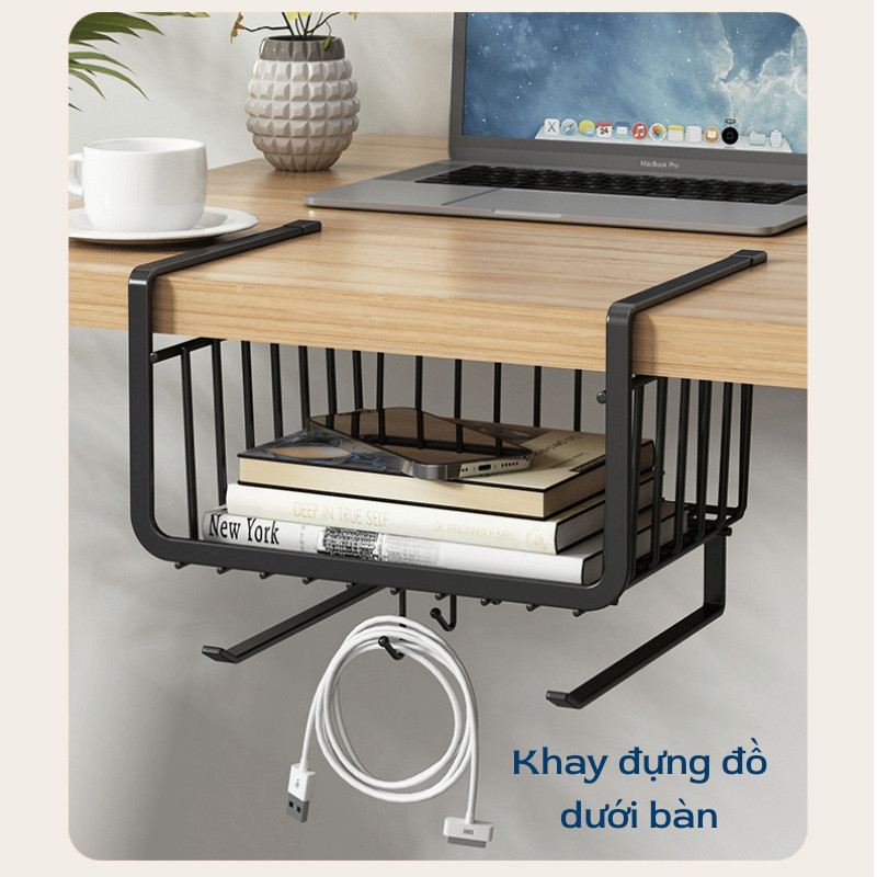Kệ Lưới Sắt Treo Dưới Tủ Bếp Inox Không Gỉ, Khay Lưới Để Đồ Dưới Bàn Học, Bàn Làm Việc Đa Năng
