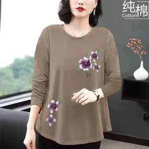 Áo thun cotton dài tay phong cách phương Tây, phù hợp mùa xuân thu với thiết kế mỏng và dáng rộng