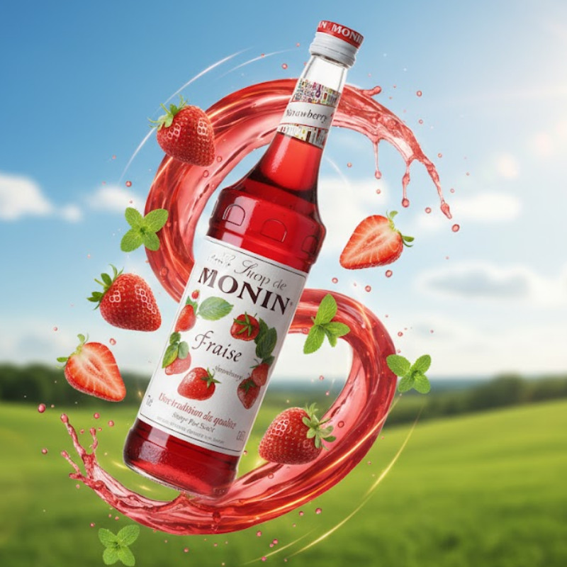 Siro Monin Dâu Tây Strawberry 70cl, Nguyên Liệu Pha Chế Chuyên Nghiệp, Syrup Nhập Khẩu Pháp