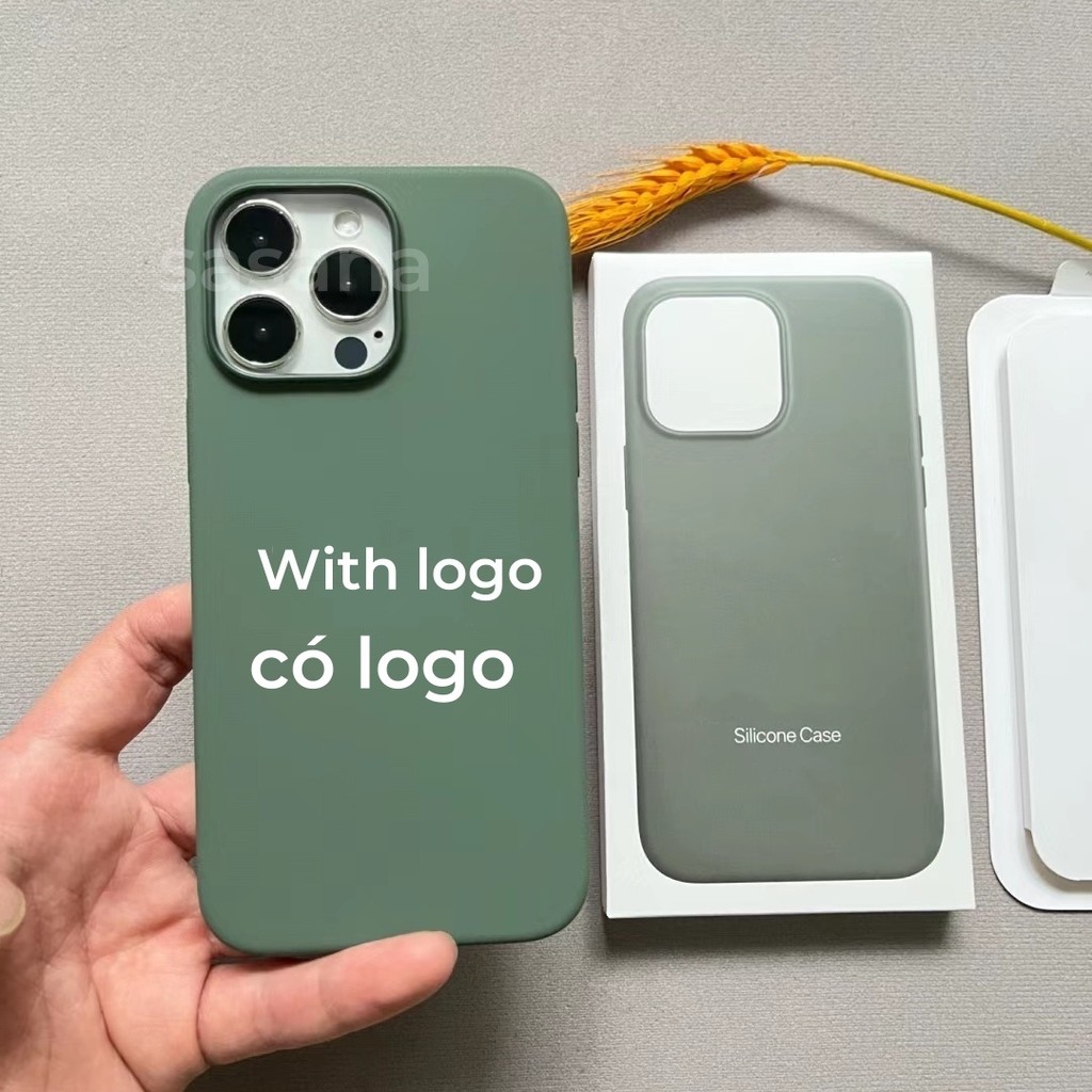 Xanh thông (Chính thức 1: 1) Silicon lỏng từ tính cho iphone 16 / 15 / 14 / 13 / 12 / ProMax / plus / mini Vỏ điện thoại chất lượng cao Hoạt hình bật lên