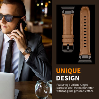 Dây da thật bọc thép cho Apple iwatch Ultra 11 / 10 / 9 / 8 / 7 / 6 / 5 / 4 / 3 / 2 / 1 / se dây đeo kim loại