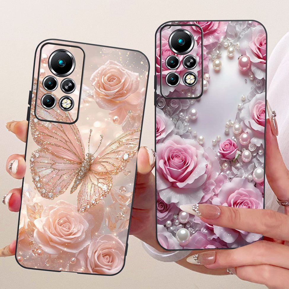Infinix X698 Ốp Lưng Infinix Note 11S Vỏ Silicon Mèo Dễ Thương Thời Trang Bướm Ngộ nghĩnh Vỏ Mềm Sơn Thoáng Mát