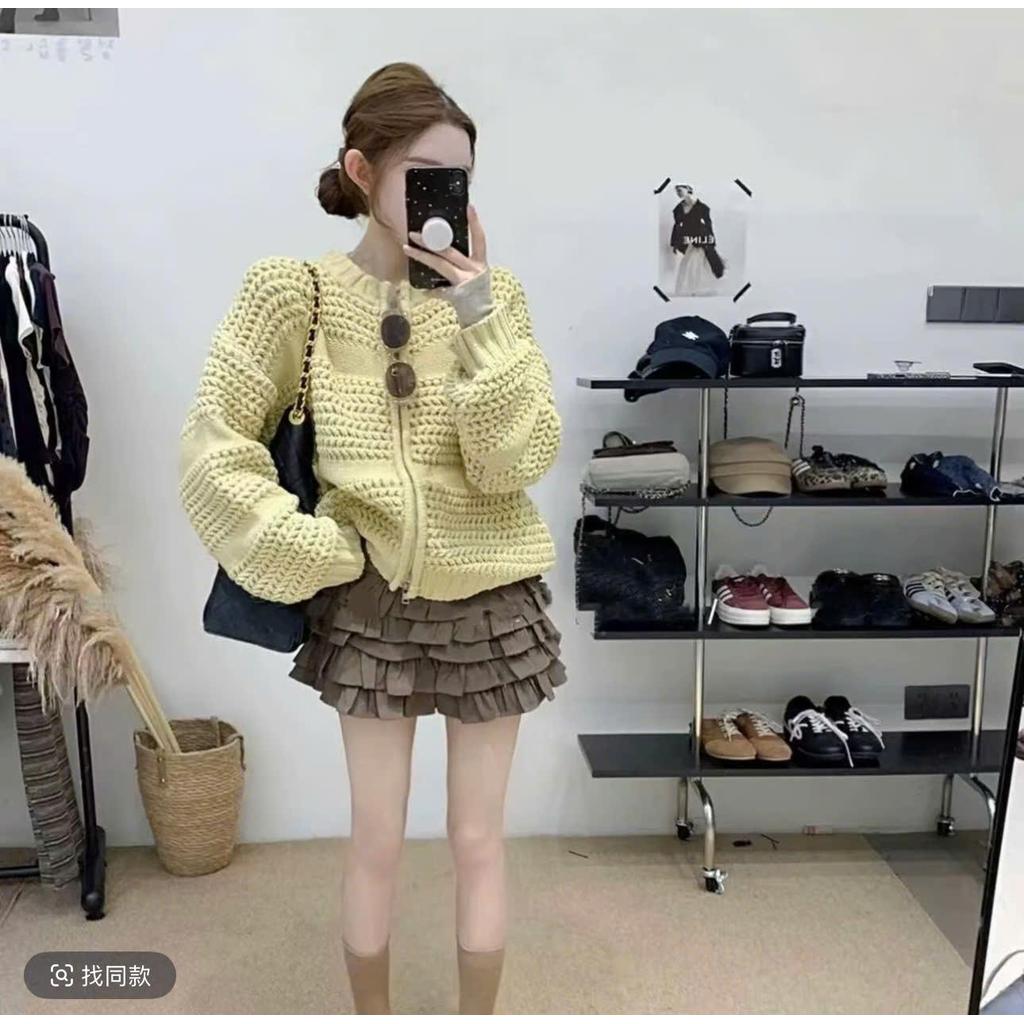(SẴN SHIP NGAY - HÀNG QCCC) Áo cardigan len dáng ngắn thiết kế phối khóa kéo chất liệu len dày dặn dànhcho nữ MT33 SP410