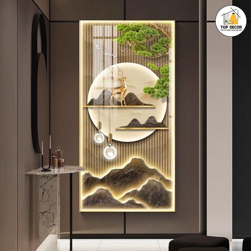 Tranh Cắm Hoa Có Đèn Led Gỗ Sần [ Có kèm Lọ ] Mới Nhất 2026,Tranh Trang Trí Phòng Khách,Phòng Ngủ,Spa