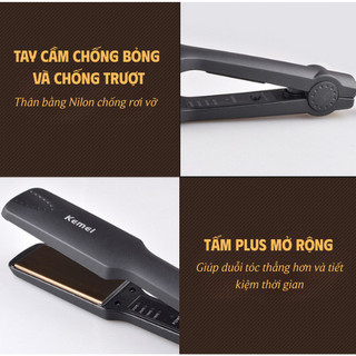 Máy Duỗi,Ép Tóc Kemei 4 Cấp Độ Nhiệt Làm Nóng Nhanh,Duỗi Thẳng Mượt Tự Nhiên, Không Làm Hư Hại Tóc