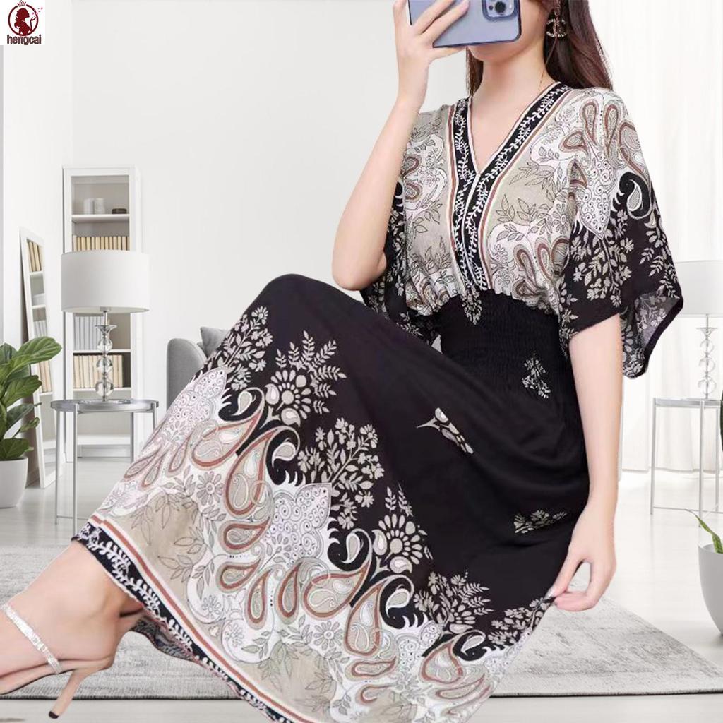Váy Tay Ngắn Họa Tiết Boho, Thích Hợp Làm Quà Tặng Cho Mẹ Hoặc Người Yêu Trong Mùa Hè