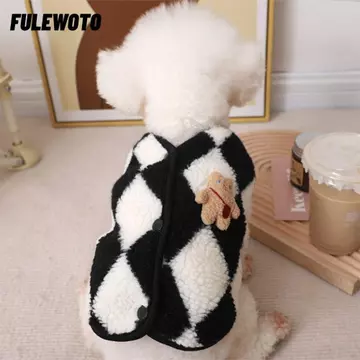 FILEWOTO Áo Jack Quần Áo Chó, Trang Phục Thú Cưng Quần Áo Chó Con Thú Cưng Dễ Thương, Mùa Đông Ấm Áp Yorkies Trang Phục Kẻ Sọc Lông Cừu Gấu Vest Quần Áo Chó Cho Mèo Chó