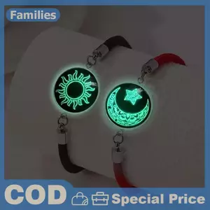 2 Cái / bộ Dạ Quang Cặp Đôi Mặt Trời Mặt Trăng Vòng Tay Dành Cho Nữ Có Thể Điều Chỉnh Dây Dệt Quyến Rũ Tình Bạn Bạn Gái Dự Tiệc Trang Sức Quà Tặng