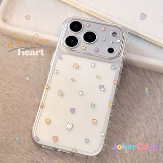 Cho IPhone 11 12 15 14 16 13 17 ProMax XR X XS Max 8 16 7 14 Plus SE2020 Ốp lưng bảo vệ trong suốt hình trái tim màu kẹo
