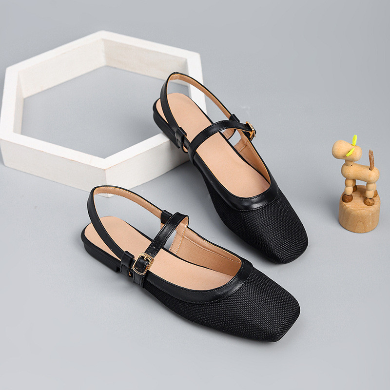 Dép dệt cổ điển Mũi vuông Thời trang Mary Jane Giày nữ