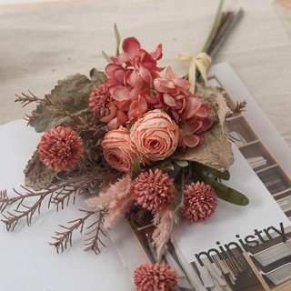 Hoa Giả Trang Trí Bó Hồng Cẩm Tú Cầu Cỏ Lau Vintage Decor Nhà Cửa Phòng Khách Chụp Ảnh Cao Cấp Phụ Kiện Quà Tặng Đám Cưới Sang Trọng Lụa Nhân Tạo Đẹp Hiện Đại Retro Bắc Âu Cắm Bình Để Bàn Nghệ Thuật 40cm Mùa Thu Thẩm Mỹ