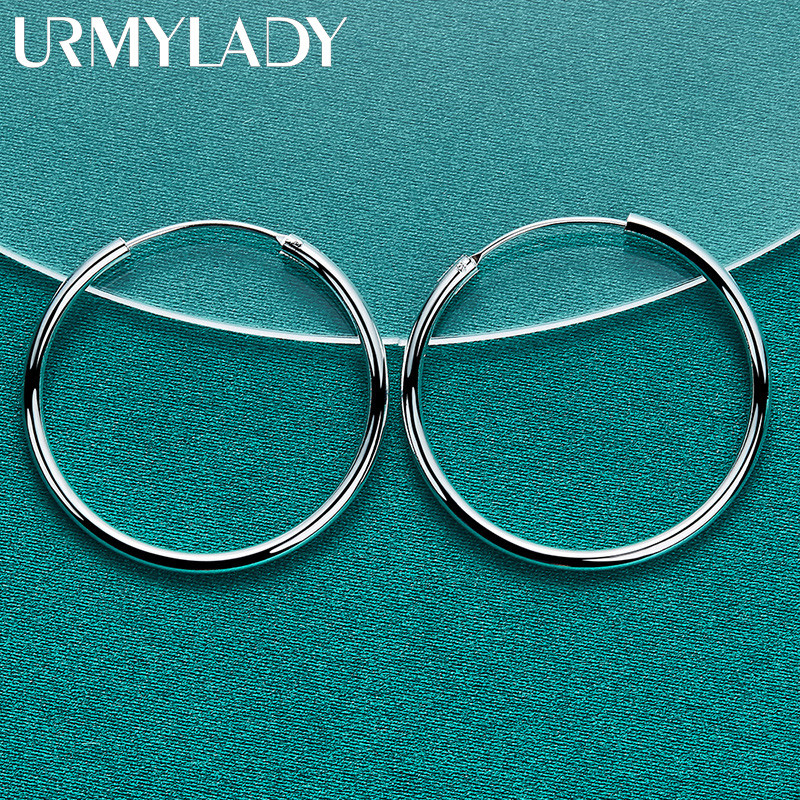 URMYLADY Bông tai bạc 925 mịn 50mm, phù hợp tiệc cưới và thời trang quyến rũ
