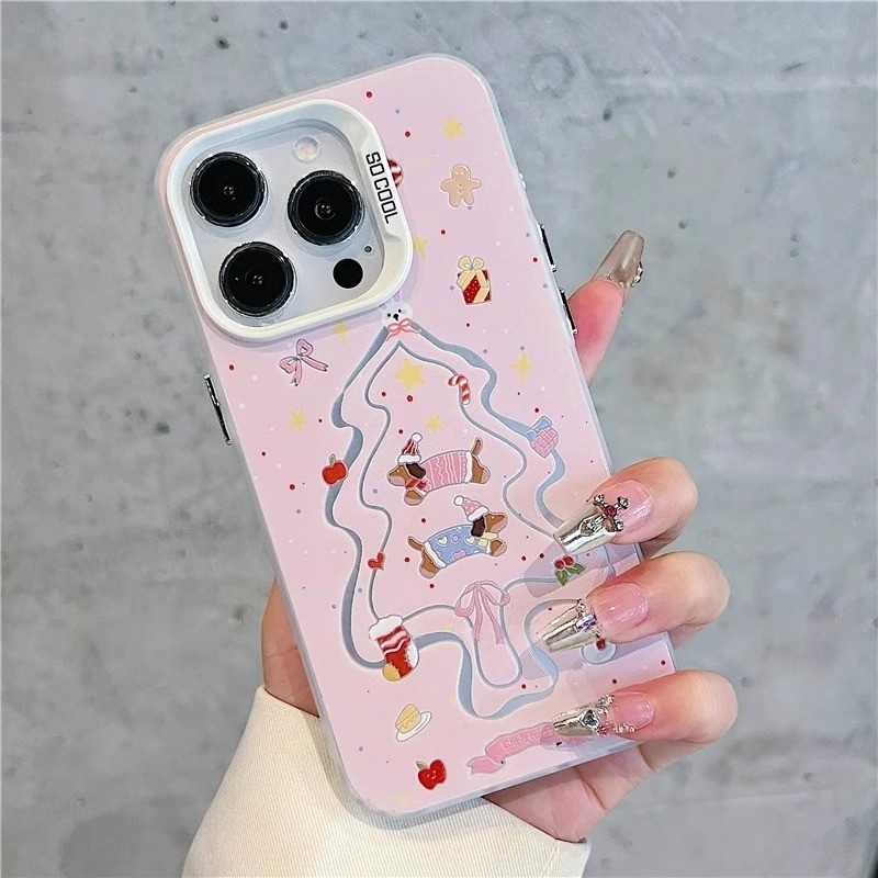Ốp lưng OPPO Cây thông Giáng Sinh màu hồng dễ thương cho F19 A36 A38 A57 A58 A18 A35 A54 A56 A11 A12 A15 A77 A93