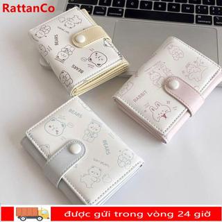 Ví nữ Mini RATTANCO, Hộp đựng thẻ tín dụng nhẹ in hoạt hình, Ví gấp ba PU