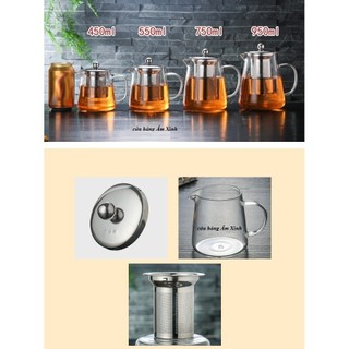 Ấm Thủy Tinh, Bình thủy tinh pha trà có lõi lọc inox 304