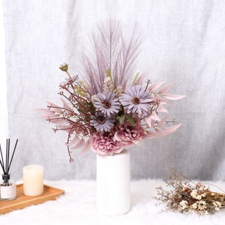 Hoa Giả Trang Trí Nhà Cửa Decor Phòng Khách Bó Cúc Lụa Mẫu Đơn Cỏ Lau Bắc Âu Sang Trọng Đạo Cụ Chụp Ảnh Tiệc Cưới Quà Tặng Cao Cấp Thẩm Mỹ Bàn Làm Việc Bình Cắm Sẵn Phong Cách Vintage Hiện Đại Nội Thất Cây Khô Đẹp Hồng Tinh Tế