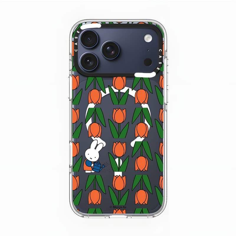 CASECASE X Miffy 's Tulip Garden Case Impact Clear Hút Từ Tính Cho iPhone 17 / 16 / 15 / 14 / 13 Pro Max | Mặt sau Acrylic bảo vệ vỏ Crystal Clear với bao bì cao cấp