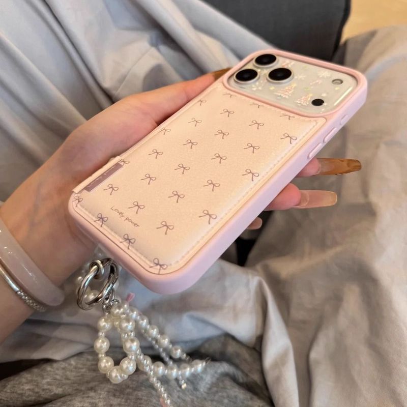 Mặt dây chuyền nơ ngọc trai Thích hợp cho vỏ điện thoại Apple iPhone17promax 15 nữ 16 nơ 14 hợp thời trang