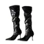 Phong Cách Mới Kích Thước Lớn Mũi Nhọn Stiletto Cao Gót Tính Khí Mỏng Hơn Nhìn Phong Cách Pháp Xếp Ly Mũi Nhọn Châu Âu Mỹ Giày Bốt Thời Trang