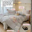 Bộ ga gối nỉ nhung 5 món MemMinBedding Luxury họa tiết thêu Kitty nổi kèm gối decor, ấm áp, mềm mại dễ thương