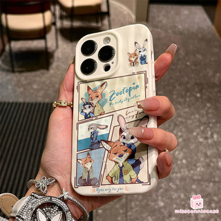 Ốp Lưng Cho Iphone 13 14 11 15 12 16 17 Pro Max 7Plus 16 7 15 14 8 Plus Air XR X XS Max SE Thiết Kế Truyện Tranh Hoạt Hình Dễ Thương Judy Nick Cặp Đôi Nếp Nhăn Không Đều Matte Cover