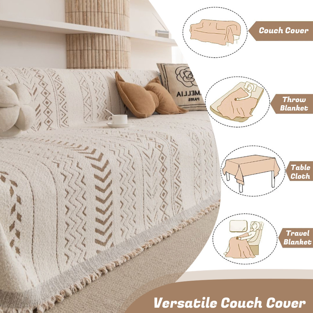 Chăn sofa chống trượt hình học hiện đại mới, Sofa trang trí phòng khách Safa có tua rua. Dành cho ghế Sofa cắt hình chữ L / u, ghế tình yêu, Futon