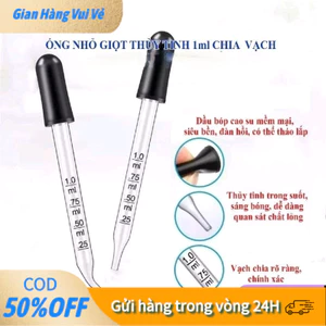 【24H】Pipet Thủy Tinh Nhỏ Giọt 1ml Có Bóp Cao Su – Dùng Trong Thí Nghiệm, Spa