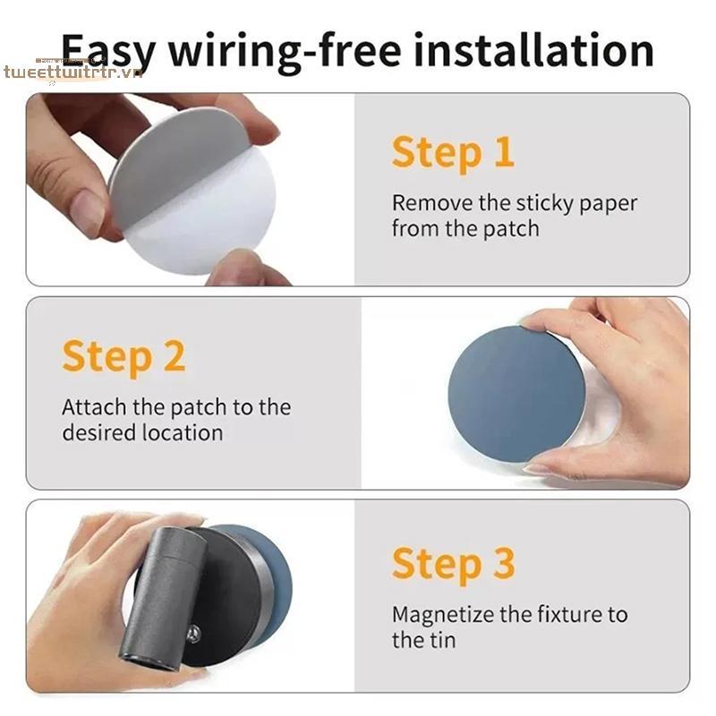 TRTR Spotlight Touch 2000mAH Đế Từ Tính Led Đèn Tường Không Dây USB Sạc Tường Tủ Treo Tường VN