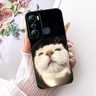 Dành Cho Infinix Hot 20S 20i X665C X665E X6827 Mới Thanh Lịch Hoa Mèo Tranh Vỏ Hot20S Hot20i Đen Silicon Mềm Điện Thoại