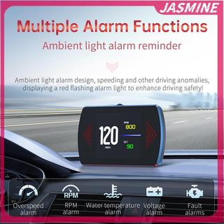 JASMINE P12S Xe Ô Tô OBD2 Màn Hình Hiển Thị Hệ Thống Kép Cho HUD OBD Đồng Hồ Đo Kỹ Thuật Số Thông Minh Tốc Độ Đọc Nhiên Liệu Mã Lỗi Lái Xe JASMINE