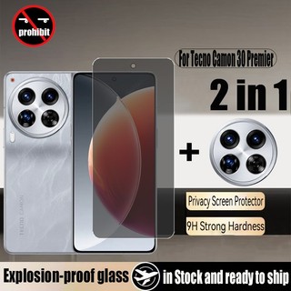 Kính cường lực chống gián điệp 2 trong 1 Camon 30 Premier 5G Bảo vệ màn hình riêng tư cho Tecno Camon 40 20 Pro 5G & Phim ống kính máy ảnh