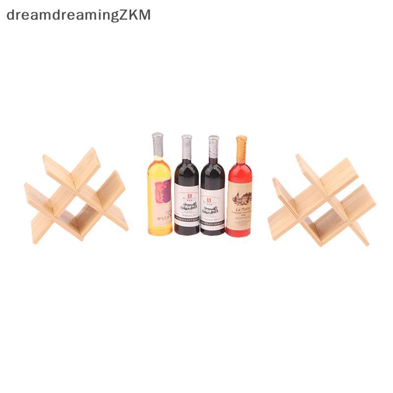 [dreamdreaming] Phụ kiện nhà búp bê Mô hình trưng bày chai rượu bằng gỗ thu nhỏ để trang trí nhà búp bê [zkm]