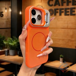 Ốp điện thoại giá đỡ ống kính lật màu cam vũ trụ mới cho IPhone 17Pro Max 11 12 13 14 15 16 Pro Max Vỏ mềm từ tính Vỏ chống sốc
