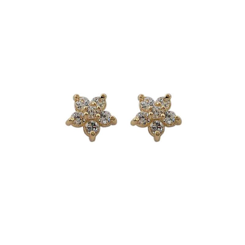 Bông Tai Hoa Mini Bạc S925 Nữ Tính Khí Đơn Giản Bông Tai Zircon