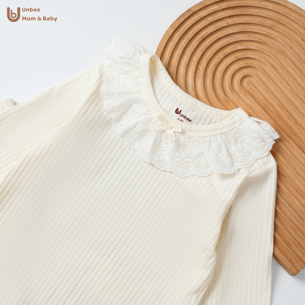 Bộ quần áo dài tay len tăm cổ bèo cho bé gái Unbee form dáng legging phong cách Hàn Quốc