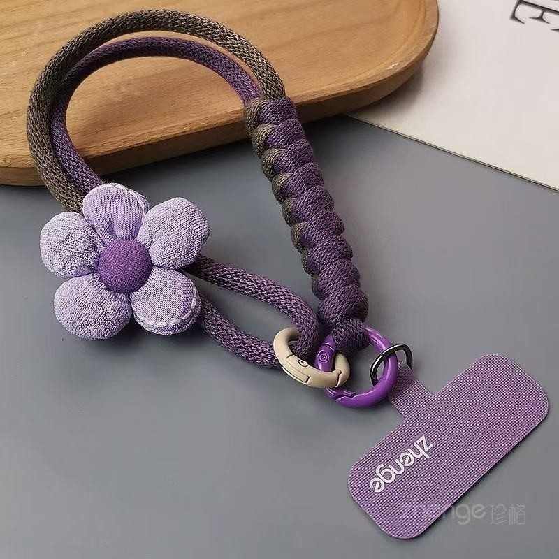 Hoa Điện Thoại Di Động Dây Buộc Nữ Cổ Tay Ngắn Dây Bện Mùa Hè Tươi Ngoài Trời Du Lịch Leo Núi