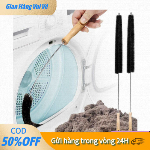 [24H] Bàn Chải Vệ Sinh Máy Giặt Dài Uốn Cong – Cán Gỗ Bền, Chải Ống Máy Sấy, Tản Nhiệt, Bụi Khó Tẩy