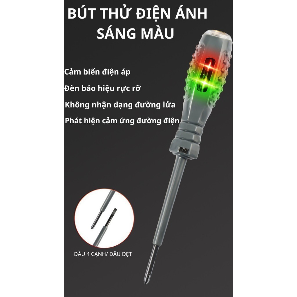 【24h】Thiết bị kiểm tra điện đa chức năng, kết hợp bút thử và tua vít, phát hiện điện áp và thông mạch nhanh chóng