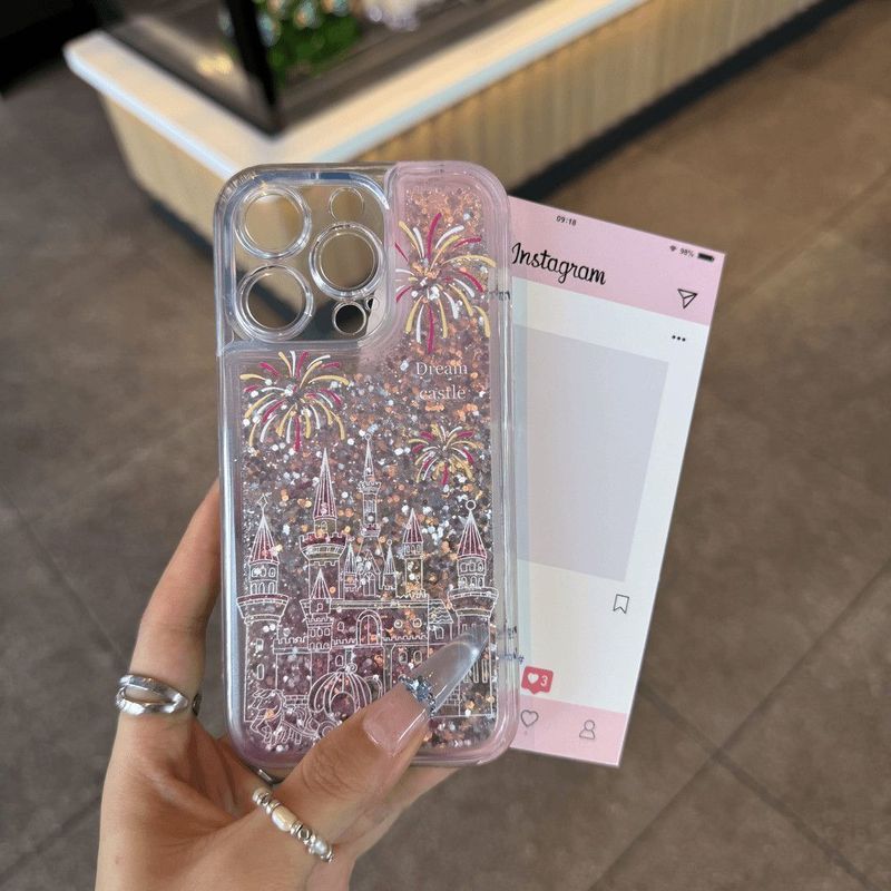 Giáng Sinh Giáng Sinh Năm Mới Không Khí Pháo Hoa Lâu Đài Thích Hợp Cho iPhone17pro Lấp Lánh Vỏ Điện Thoại iPhone16Promax / 15 / 14Plus / 13 / lsof