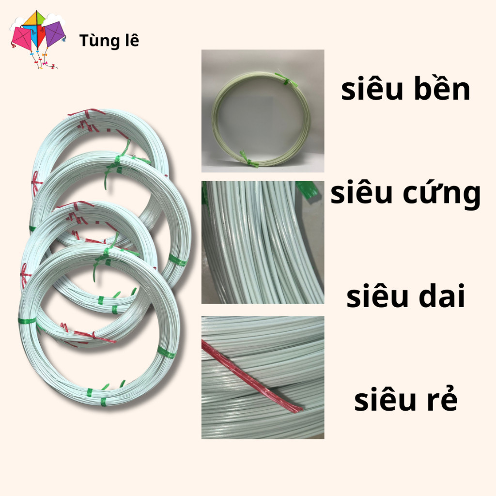 Nan Cáp Quang, Nhựa Cáp Quang Làm Diều Đủ Size Combo 5m, 10m Từ 1 li Đến 4 Li Siêu Bền, Siêu Bóng LONGCHIM AMIZIN