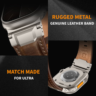 Dây da thật bọc thép cho Apple iwatch Ultra 11 / 10 / 9 / 8 / 7 / 6 / 5 / 4 / 3 / 2 / 1 / se dây đeo kim loại