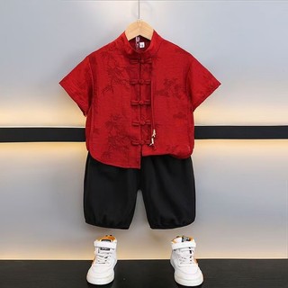8 ️ ⃣ Bé Trai Phong Cách Trung Hoa Mới Hanfu Mẫu Giáo Mùa Hè Phiên Bản Học Sinh Hợp Thời Trang Phong Cách Retro Bộ Đồ Hai Mảnh Hiệu Suất Trang Phục Áo Sơ Mi 25.11.24 VWGR